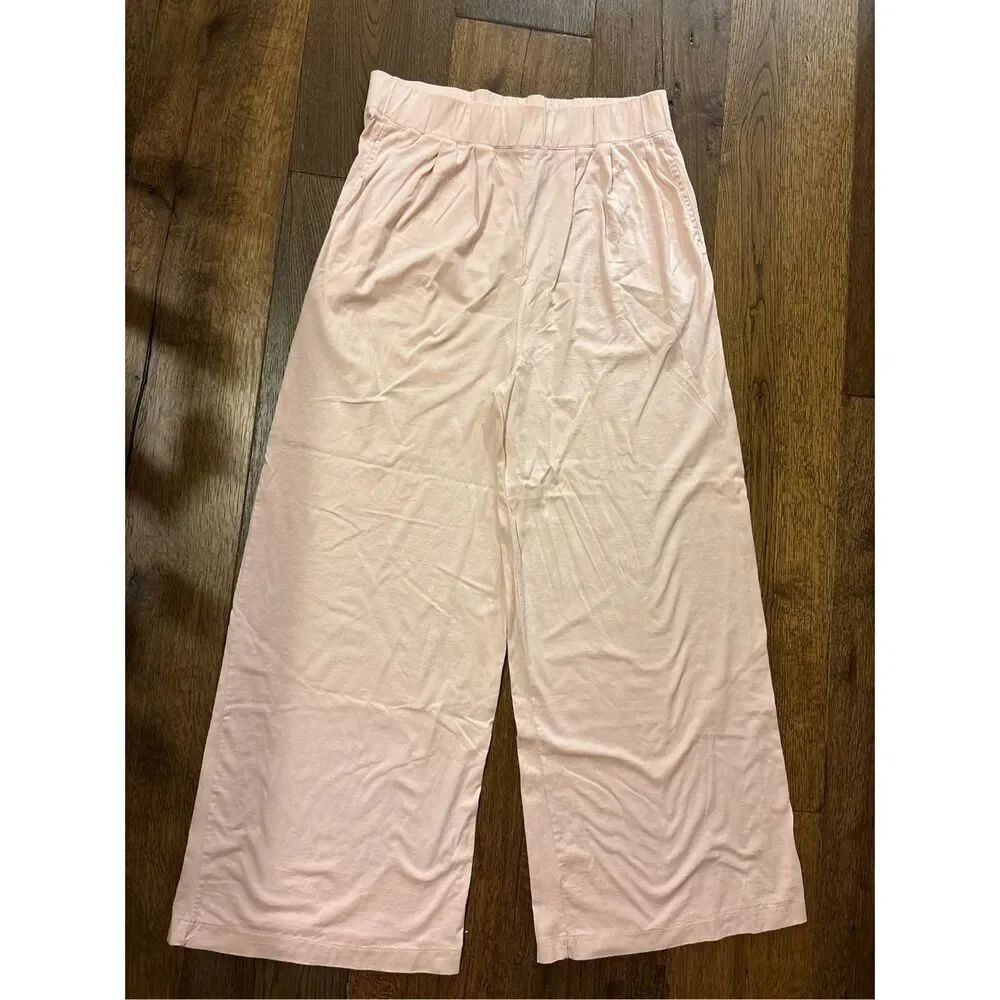 Banana Republic safari pale pink wide leg lounge cotton pull on pants L